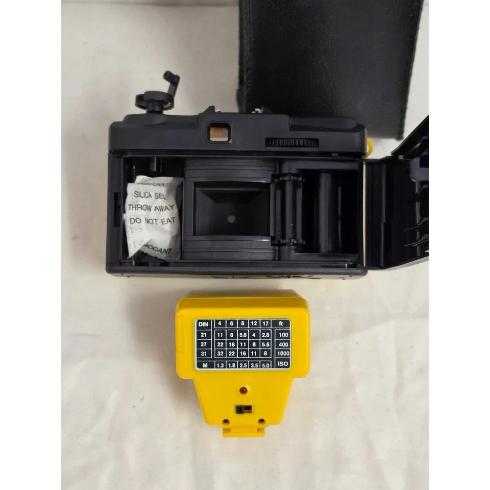 Vintage Ultronic Yellow 35mm Focus Free Film Camera w/ Flash & Case